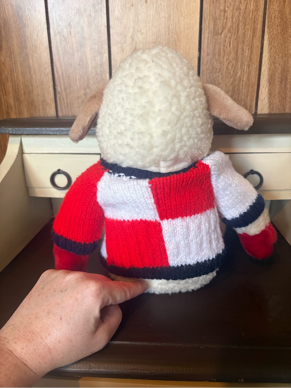 Vintage 1993 Shari Lewis Lamb Chop 16” Plush Red White Blue Sweater - Picture 3 of 5